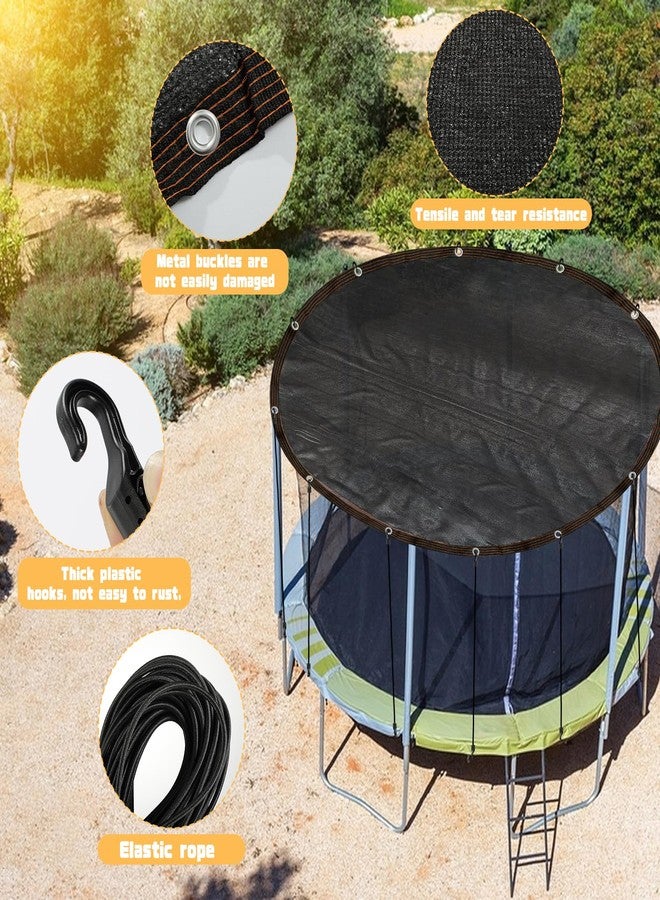 CIEOVO Trampoline Cover Black Round 90% Sunblock Shade Cloth 12FT Trampoline Top Shade Cover Sun Shade Mesh Tarp with Elastic Cord Plastic Hooks for Outdoor Backyard Playground Accessories, Tent Only - Image 5