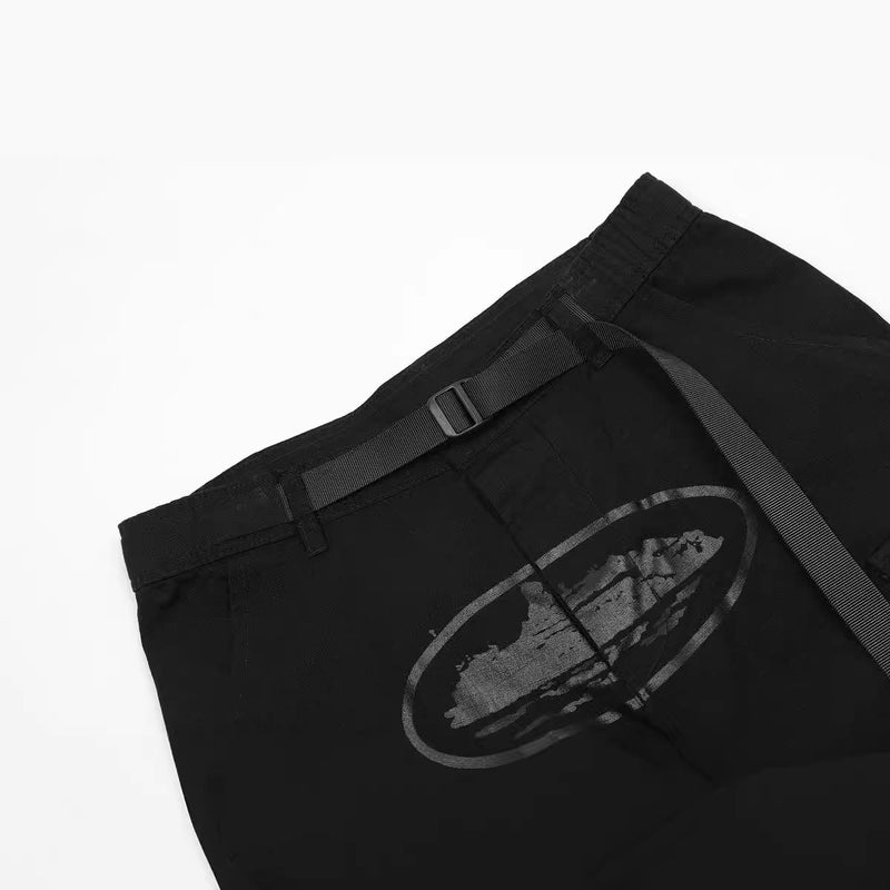 Corteiz Shorts Alcatraz Island Printed Caution Pants Casual Shorts High Street Casual Multi-Pocket Men And Women - Image 3