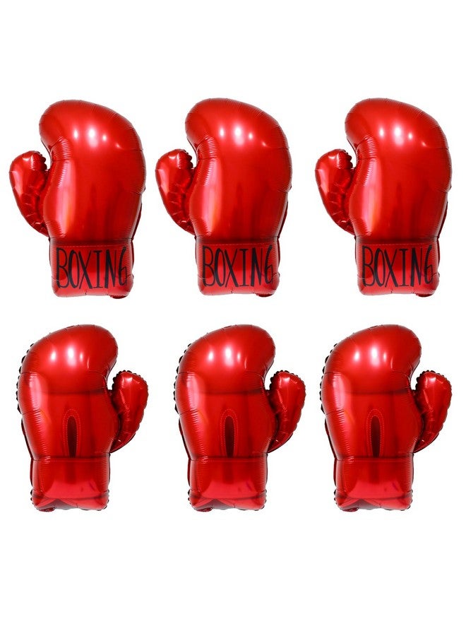 CYMYLAR 6pcs Boxing gloves balloons for Boxing, kick-boxing, Fighting, Wrestling party decorations.sport Boxer mylar balloons birthday party decoration supplies  - Image 1