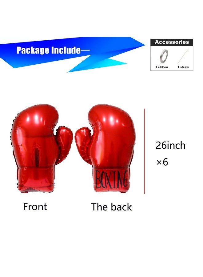 CYMYLAR 6pcs Boxing gloves balloons for Boxing, kick-boxing, Fighting, Wrestling party decorations.sport Boxer mylar balloons birthday party decoration supplies  - Image 2