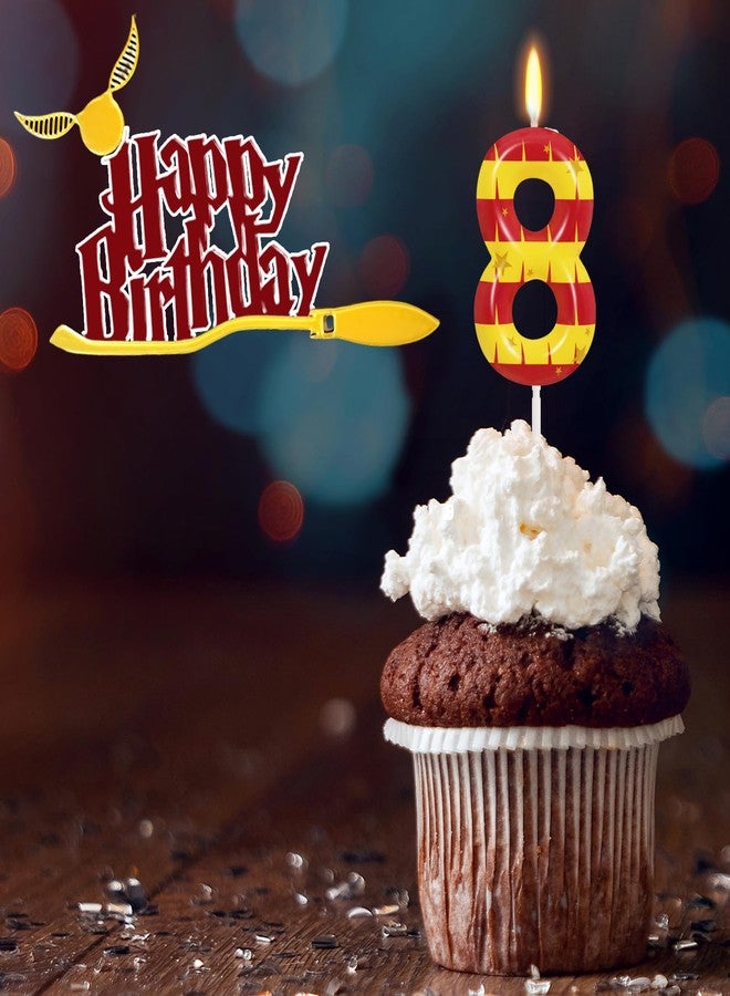 OGnomiFX Magical Wizard Birthday Candles - Number 8 Candle Cupcake Toppers Cake Decorations Wizard Themed Birthday Party Decor Supplies - Image 4