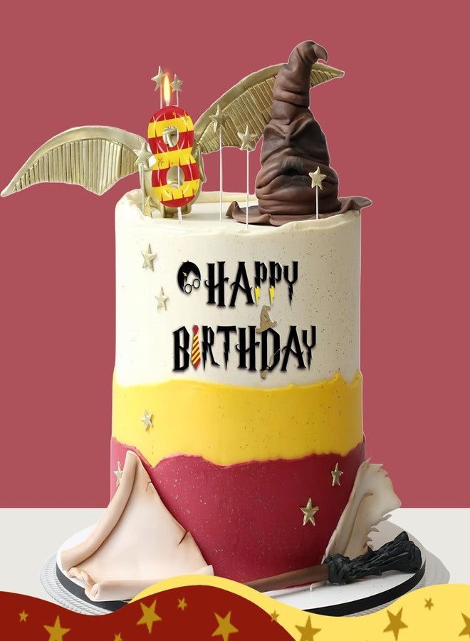 OGnomiFX Magical Wizard Birthday Candles - Number 8 Candle Cupcake Toppers Cake Decorations Wizard Themed Birthday Party Decor Supplies - Image 5