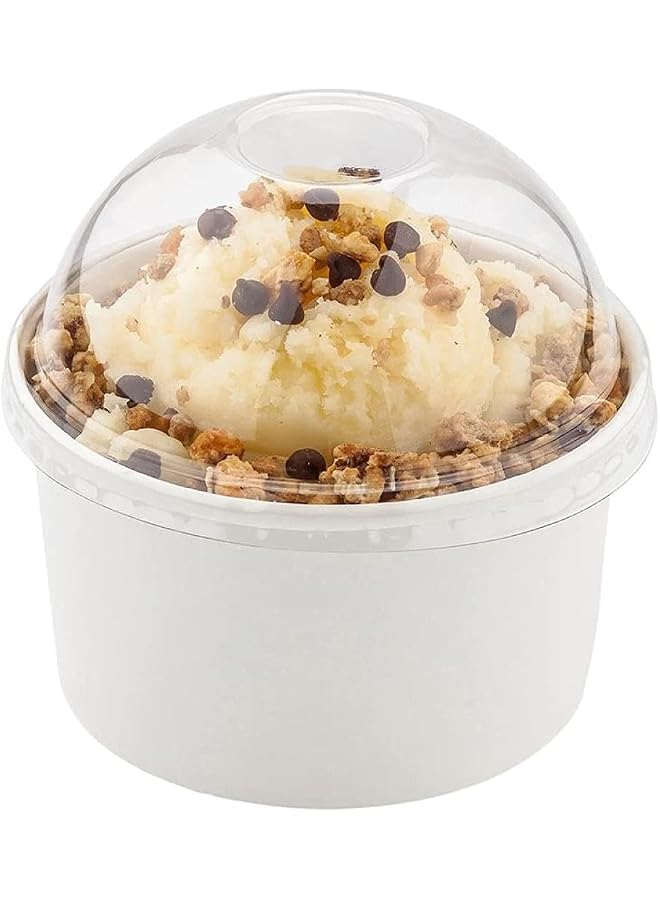 S-TOP 10 oz Paper Ice Cream Cups With Lid Dessert Bowls, White (Pack of 25) - Hot & Cold Food Safe, Leak-Resistant Paper Cups for Ice Cream, Soup, Frozen Yogurt - Image 1