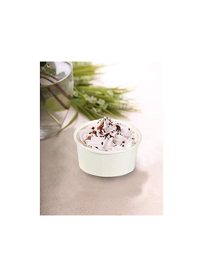 S-TOP 10 oz Paper Ice Cream Cups With Lid Dessert Bowls, White (Pack of 25) - Hot & Cold Food Safe, Leak-Resistant Paper Cups for Ice Cream, Soup, Frozen Yogurt - Image 3