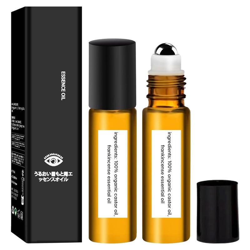 2 Pcs Eye Essence Oil Roller Ball Applicator Castor Oil Roller Castor Oil Frankincense Rollerball Frankincense and Castor Oil Roller for Eyes Bags Under Eyes
