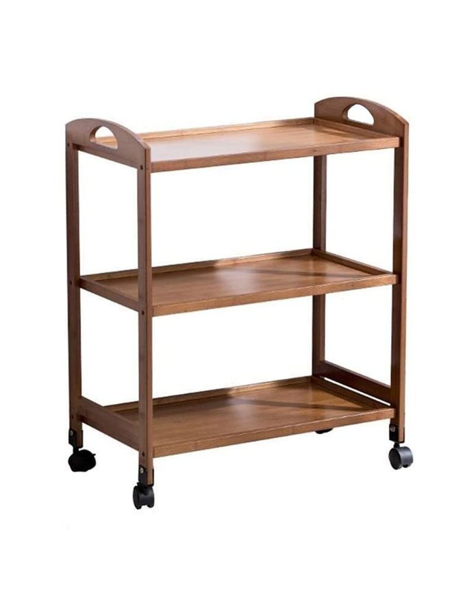 FFD Bamboo Kitchen Trolley 3 Tier Kitchen Storage Rack Serving Trolley Island Cart with Rotating Wheels Rolling Storage Cart Foodserving Trolly - Image 1