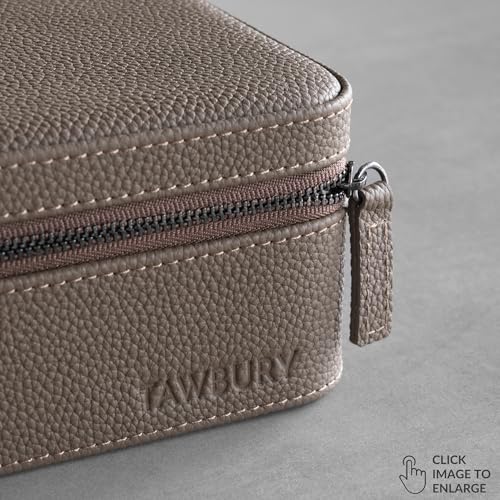 TAWBURY Watch Case - 6 Slot Genuine Top-Grain Leather Watch Box for Men & Women with Extra Wide Pillows for Large Watches - Portable Wristwatch Storage for Home & Travel (Taupe) - Image 5