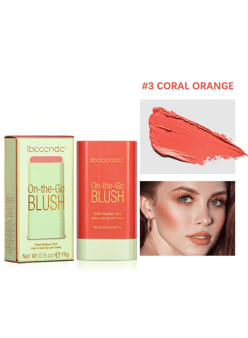 ibcccndc On-the-Go Blush Stick, Moisturizing Blush Cream, Natural Waterproof Multi-Use Lip Tint and Creamy Blush for Eyes Lips and Cheeks 19G  - Image 1
