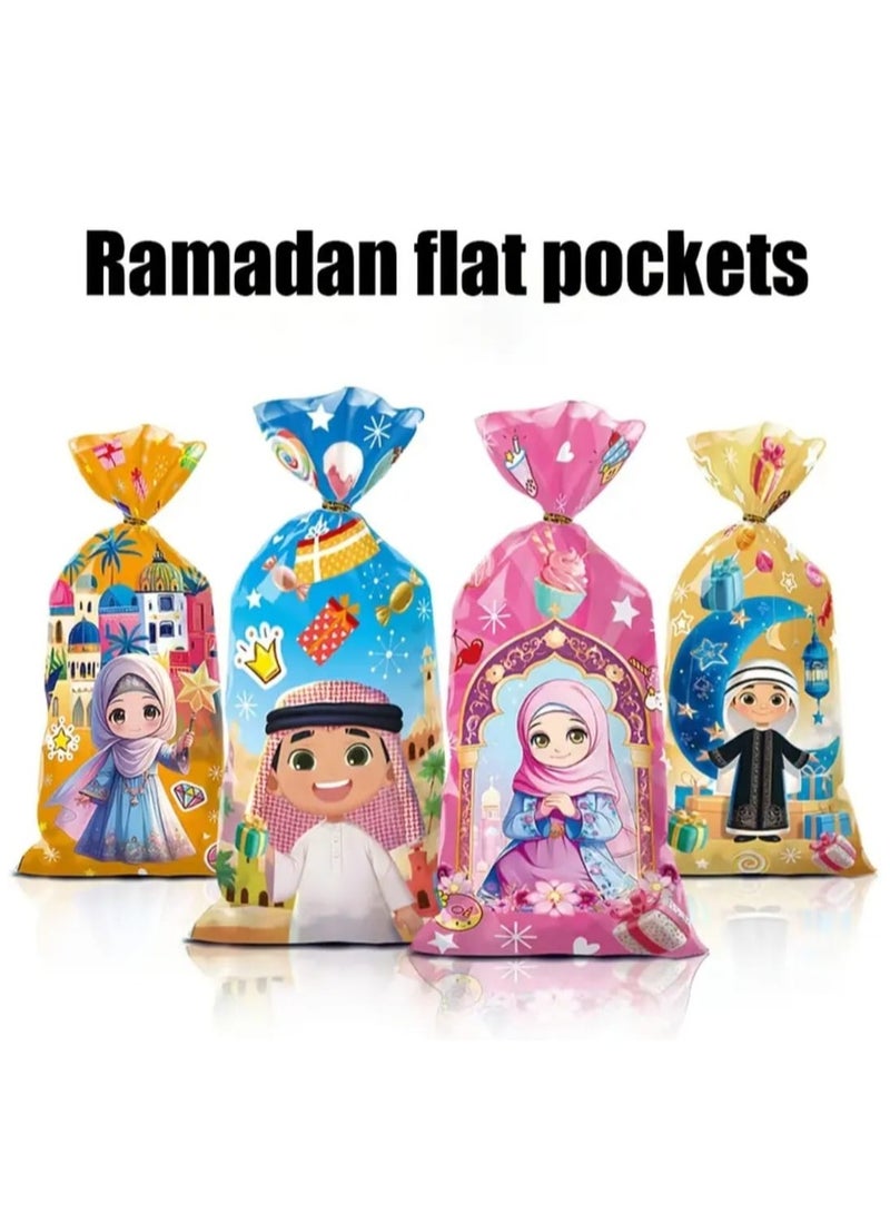 50-Pack Ramadan Flat Pockets,4-in-1 Mix Transparent Plastic Gift Bags With Drawstring Closure, Hand Washable, Reusable, Water-Resistant, Uncoated, Eid Party Favors and Islamic Holiday Packaging. - view 5