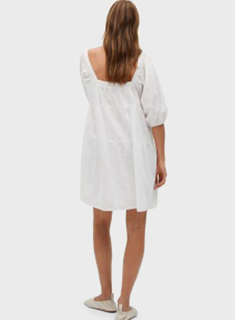 MANGO Puff Sleeve Tiered Dress