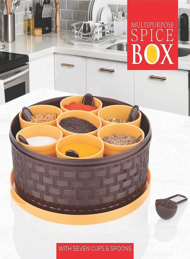 ZURITY 7 Compartment Multipurpose Plastic Masala Box for Kitchen Royal Spice Boxes for Kitchen Rangoli/Spice/Masala Dabba Container with Spoons (Pack of 1) - Image 3