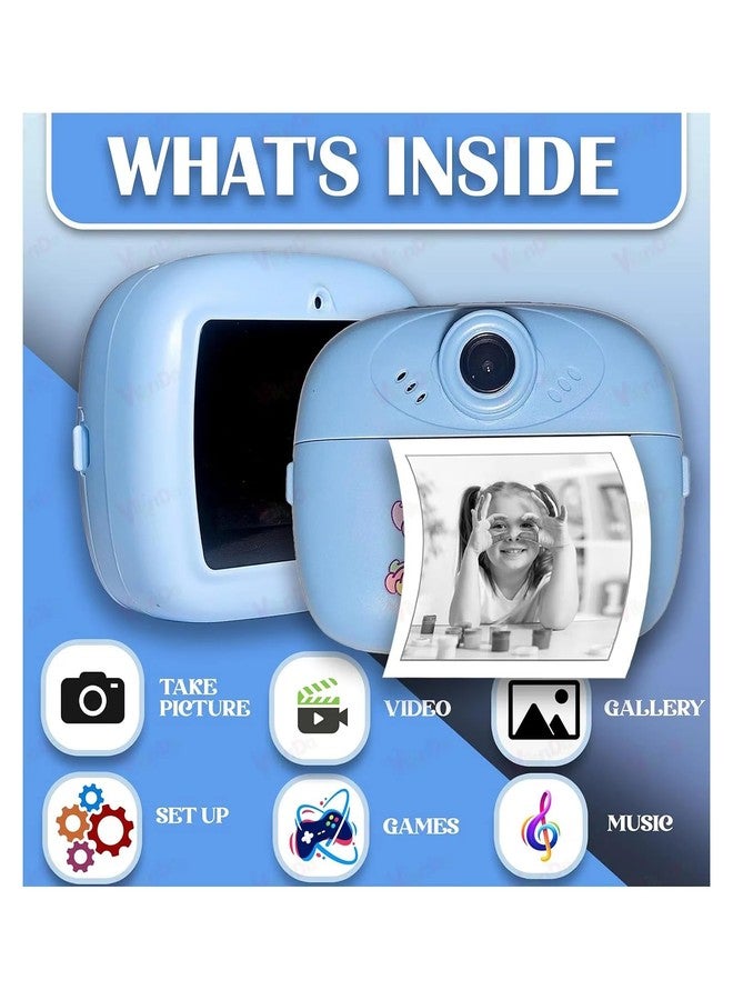 Case Creation Kids Instant Print Camera Video with Games, Thermal Printer, 2 Print Rolls, USB Charging, 48MP Children Digital Camera, Gift for Boys & Girls Age 3-16 (Blue Kids Instant Print Camera) - Image 3