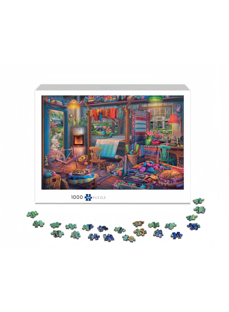 1000 puzzle pieces, comfortable textile house theme, challenge puzzle pieces - Image 2