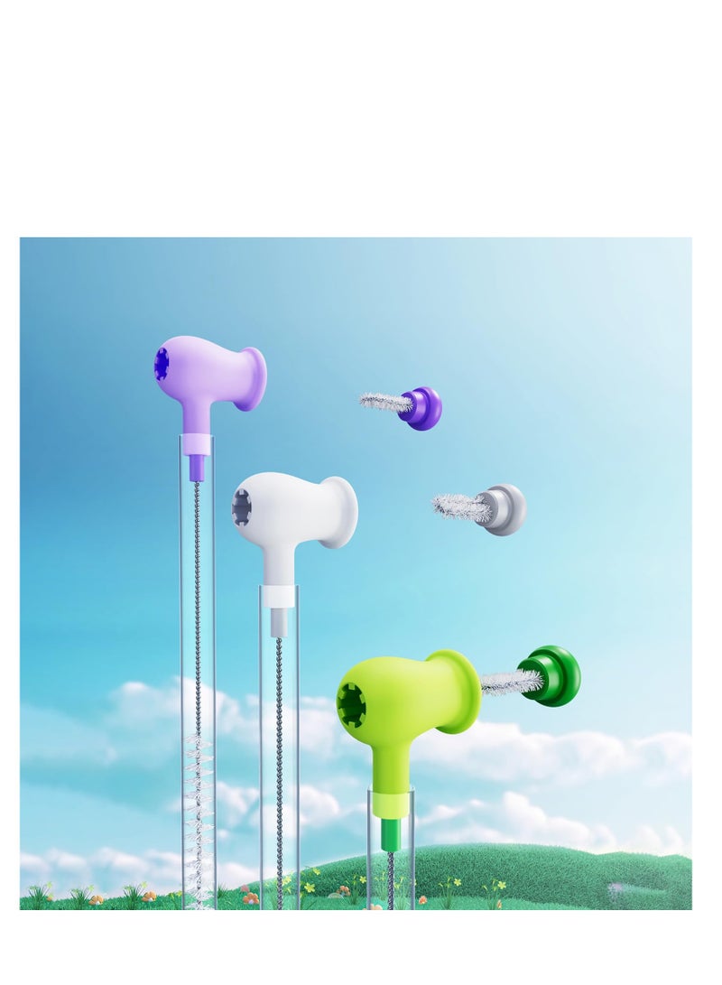 SYOSI Cup Lid Brush, Straw Cleaner Brush, with Extra Long Stainless Steel Cleaning Drinking Straws, Water Bottles with Straws, Boba Straws, Sippy Cups, Pipes, Tubes, Small Spaces, Multi-Functional Brushes - Image 1