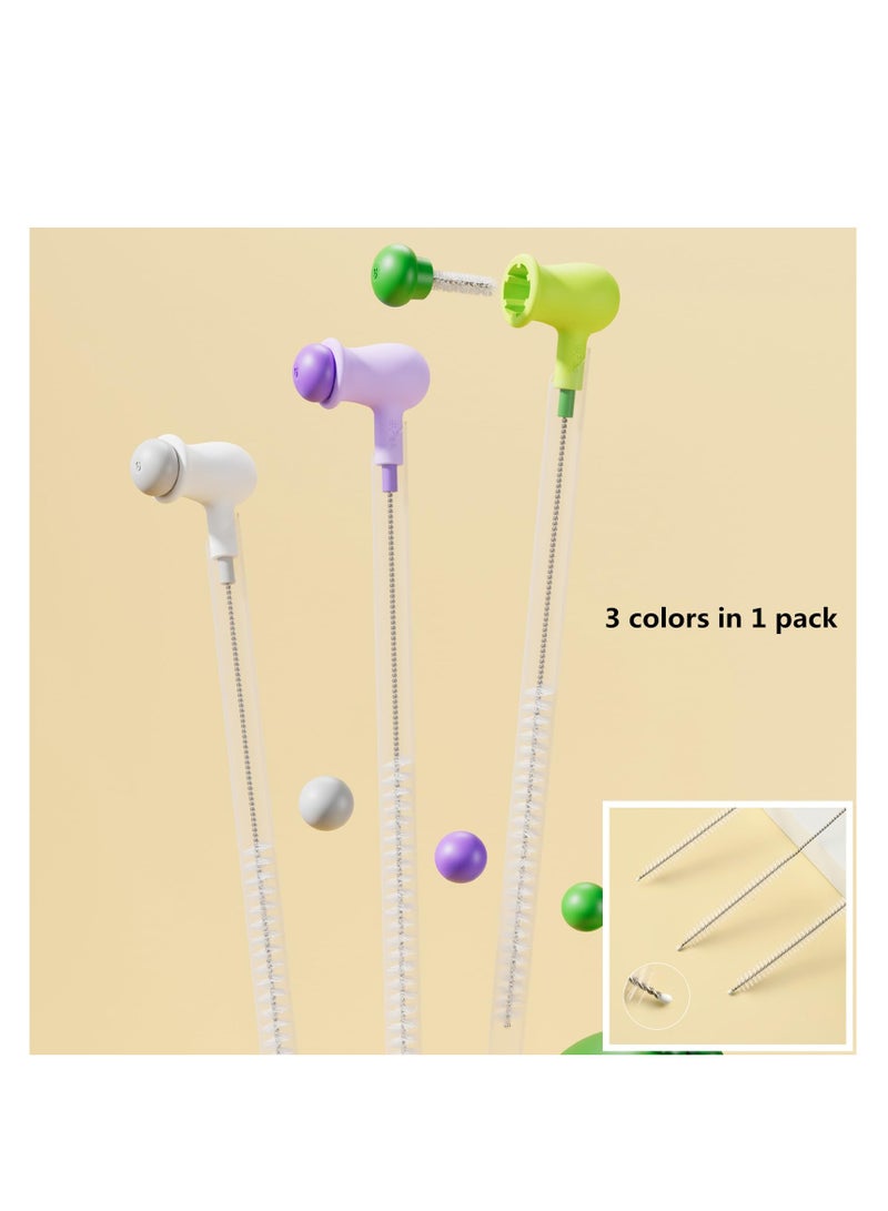 SYOSI Cup Lid Brush, Straw Cleaner Brush, with Extra Long Stainless Steel Cleaning Drinking Straws, Water Bottles with Straws, Boba Straws, Sippy Cups, Pipes, Tubes, Small Spaces, Multi-Functional Brushes - Image 2