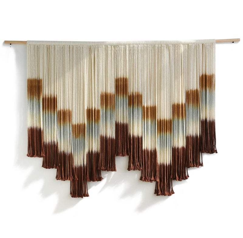 Flber Macrame Wall Hanging Tie-Dye Geometric Decor Large Scale Wall Art Statement Bohemian Yarn Tapestry Home Wall Decor 59''W*35''L - Image 3