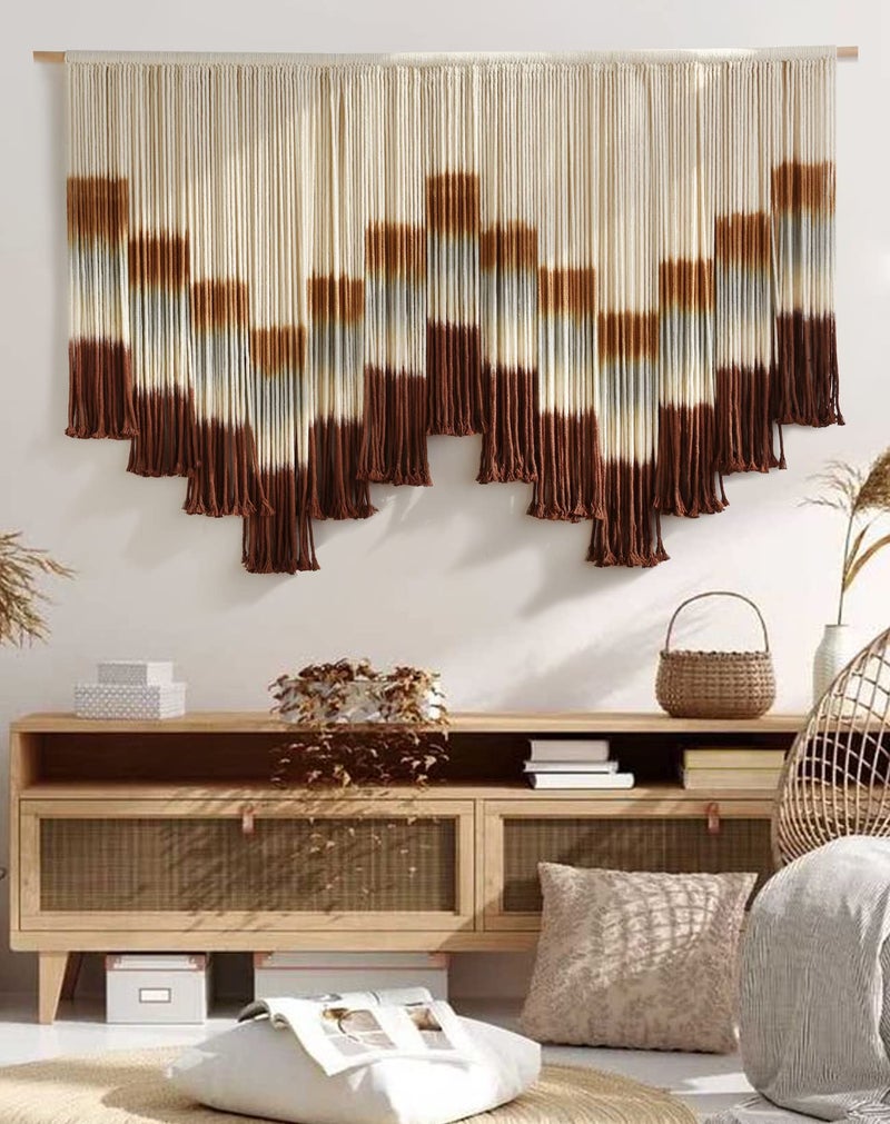 Flber Macrame Wall Hanging Tie-Dye Geometric Decor Large Scale Wall Art Statement Bohemian Yarn Tapestry Home Wall Decor 59''W*35''L - Image 2
