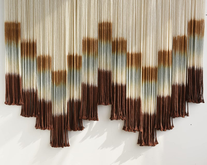 Flber Macrame Wall Hanging Tie-Dye Geometric Decor Large Scale Wall Art Statement Bohemian Yarn Tapestry Home Wall Decor 59''W*35''L - Image 4