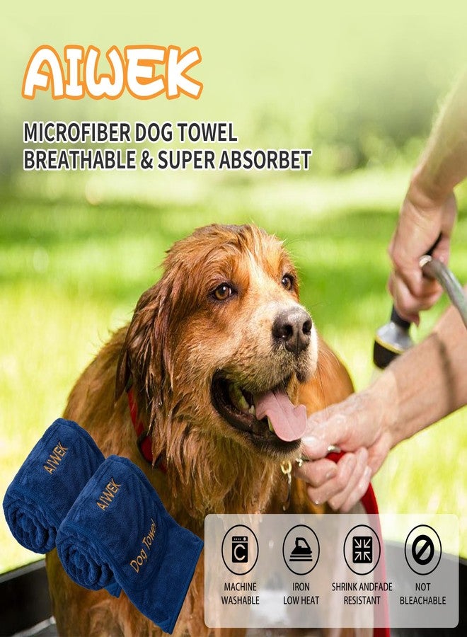 AIWEK Super Absorbent Microfiber Dog Towels - Soft Pet Grooming Towel for Drying & Bathing Large, Medium or Small Dogs - 42.5" x 27.5" Perfect for Pet Shower & Pet Supplies! Blue - Image 3