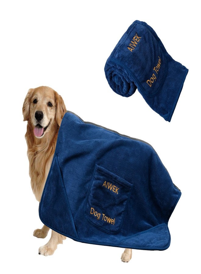 AIWEK Super Absorbent Microfiber Dog Towels - Soft Pet Grooming Towel for Drying & Bathing Large, Medium or Small Dogs - 42.5" x 27.5" Perfect for Pet Shower & Pet Supplies! Blue - Image 1