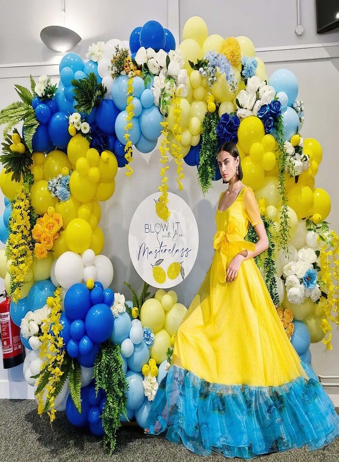 kozee Lemon Royal Blue Yellow Balloon Garland Arch Kit with Lemon Foil Balloons for amalfi last toast on the coast Bachelorette Bridal Shower freshly graduated lemon decor Main Squeeze Party Supplies - Image 3