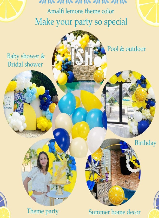 kozee Lemon Royal Blue Yellow Balloon Garland Arch Kit with Lemon Foil Balloons for amalfi last toast on the coast Bachelorette Bridal Shower freshly graduated lemon decor Main Squeeze Party Supplies - Image 4