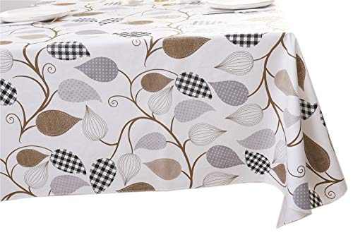 Walrus Heavy Duty Vinyl Tablecloth with Flannel Backing Waterproof OilProof Plastic Table Cloth StainResistant Wipeable Rectangle or Square Table Cover for Indoor and Outdoor Leaves 54X54 Inch - Image 3