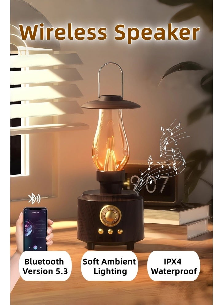 kangchoice Portable Lightweight Speaker, Vintage Kerosene Table Lamp with Bluetooth Speaker, Infinitely Dimmable Rechargeable LED Lights for Bedroom, IPX4 Waterproof Bedside Lamps for Camping Party Trip Picnic Holiday, Home Decor Gift - Image 1