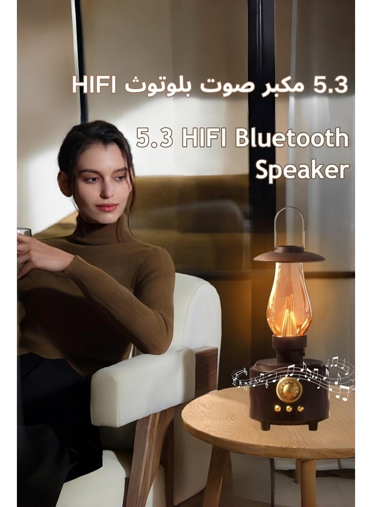kangchoice Portable Lightweight Speaker, Vintage Kerosene Table Lamp with Bluetooth Speaker, Infinitely Dimmable Rechargeable LED Lights for Bedroom, IPX4 Waterproof Bedside Lamps for Camping Party Trip Picnic Holiday, Home Decor Gift - Image 3