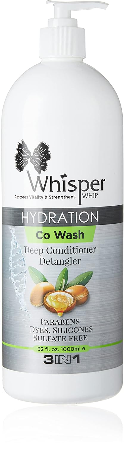 Whisper WhipLeave in CoWash Moisturizer  Detangler and Deep Conditioner Sulfate Free 100 Keratin Based For all hair types 32 oz bonus size