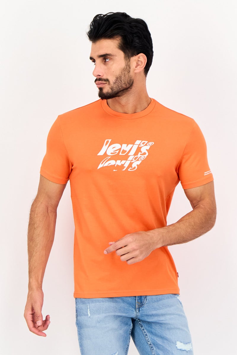 Levi's تي شيرت رجالي بأكمام قصيرة وياقة دائرية بشعار العلامة التجارية، برتقالي - Image 1