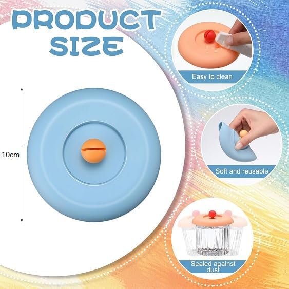 MeeTo Heat Resistant Silicone Cup Cap Cover, Rubber Cup Lids with Spoon Stand, Holder, Anti Dust, Dustproof, Airtight Food Grade, Reusable Mug Glass Cover (Random Color) (1) - Image 3