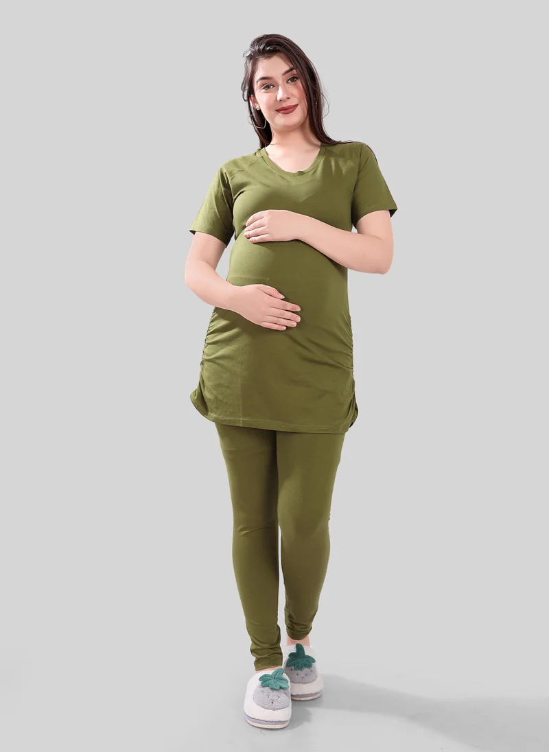 Tummy  TUMMY 2PC Set of Maternity T-shirt & High Waist Legging with Drawstring for Women | Best Price UAE