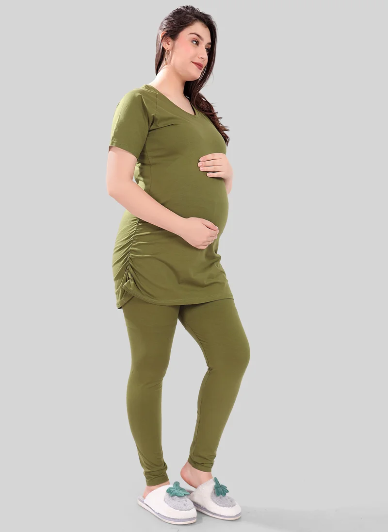 Tummy  TUMMY 2PC Set of Maternity T-shirt & High Waist Legging with Drawstring for Women | Best Price UAE