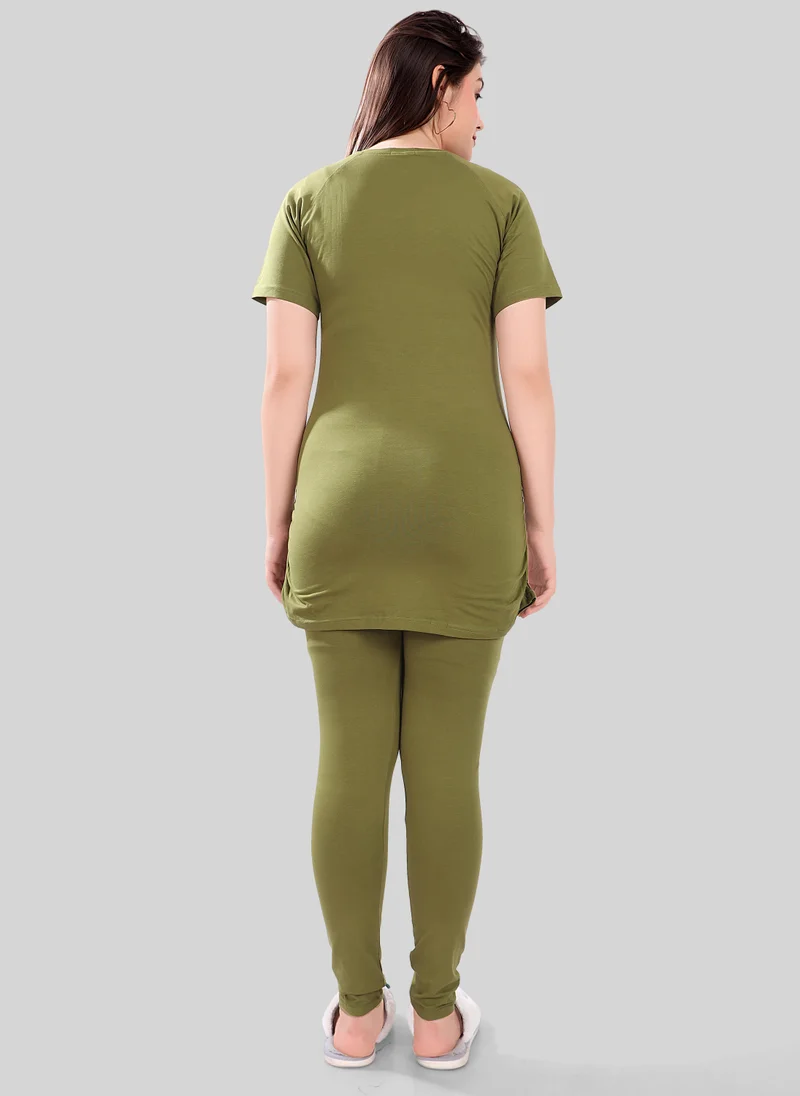 TUMMY TUMMY 2PC Set of Maternity T-shirt & High Waist Legging with Drawstring