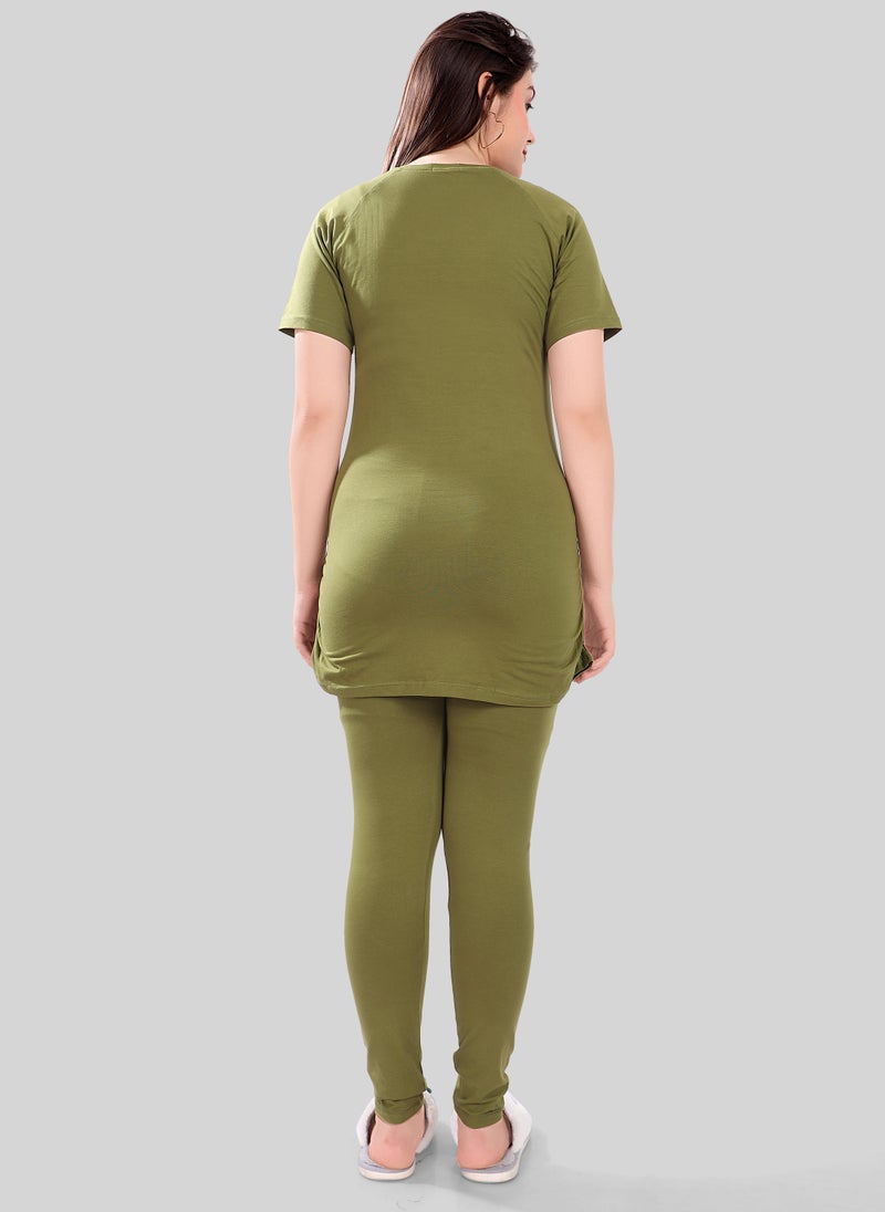 TUMMY TUMMY 2PC Set of Maternity T-shirt & High Waist Legging with Drawstring - Image 3