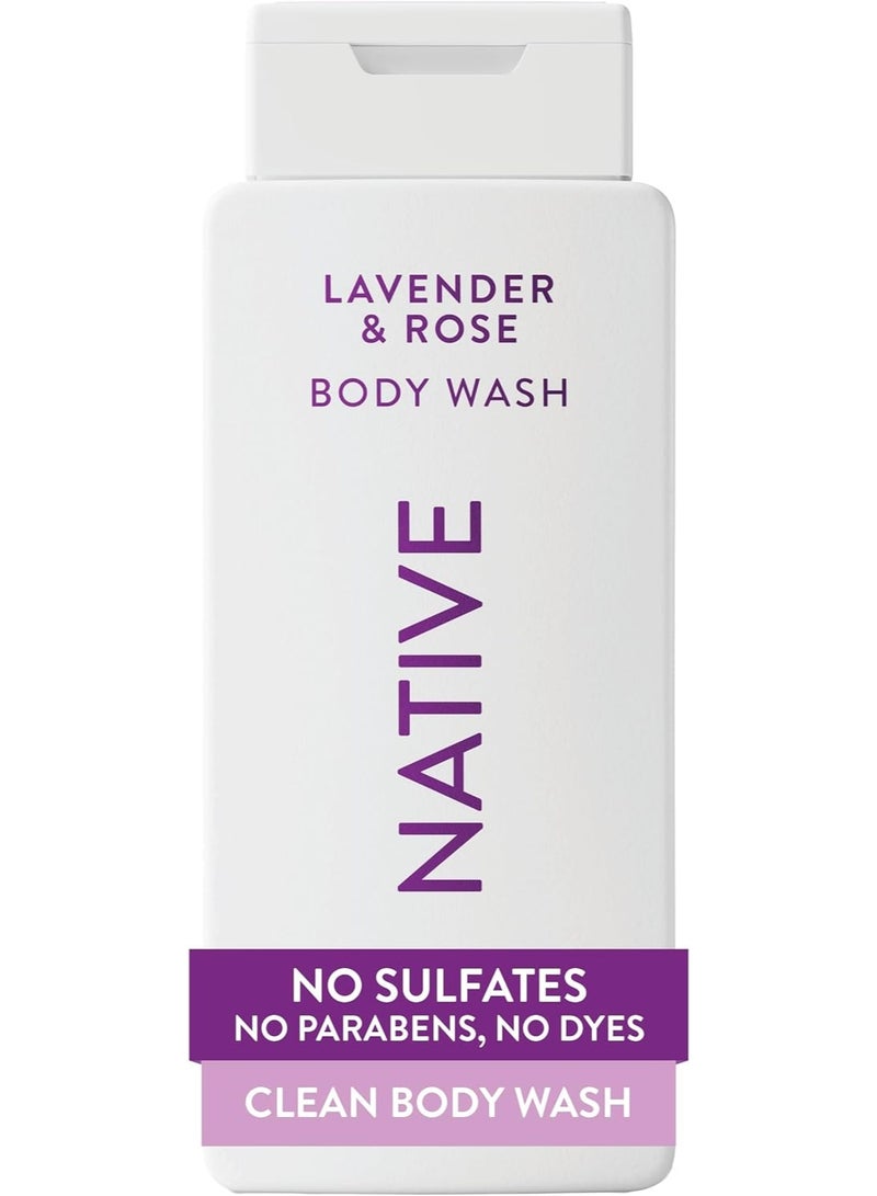 Native Body Wash Natural Body Wash for Women, Men | Sulfate Free, Paraben Free, Dye Free, with Naturally Derived Clean Ingredients Leaving Skin Soft and Hydrating, Lavender & Rose 18 oz - 2 Pk