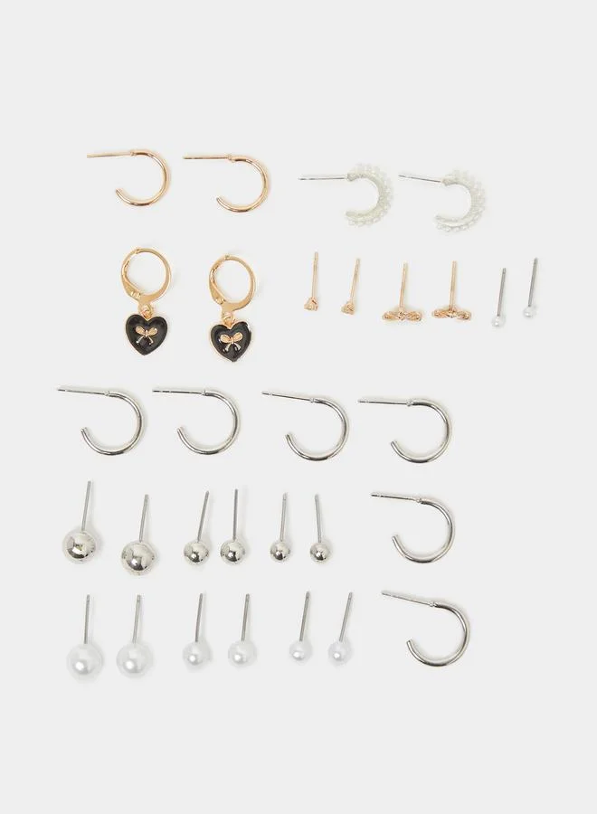 Styli  Set of 15 - Half-Hoop and Stud Earrings for Women | Best Price UAE