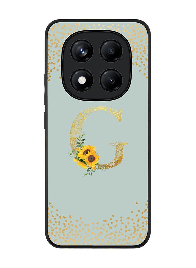 Stylizedd For Xiaomi Redmi Note 14 Pro+ 5G 5G Case,Slim fit Camera Protection, Shockproof Thin Phone cover  - Custom Floral Monogram - G  (Light Grey ) - Image 1