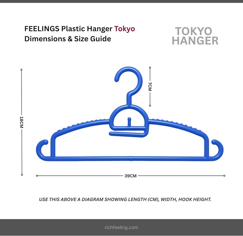 Feelings Plastic Hanger 24 Pcs Set, Non-Slip Clothes Hanger With Notches, Hangers For Wardrobe, Cloth Display Rack For Space Saving Closet Storage Organizer, Plastic Clothes Hanger - Blue - Image 2