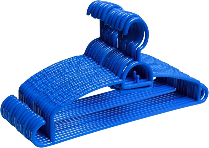 Feelings Plastic Hanger 24 Pcs Set, Non-Slip Clothes Hanger With Notches, Hangers For Wardrobe, Cloth Display Rack For Space Saving Closet Storage Organizer, Plastic Clothes Hanger - Blue - Image 1
