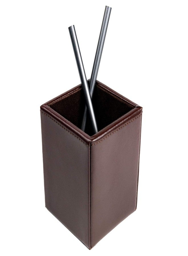 DACASSO Bonded Leather Pencil Cup - Luxury Cup Storage for Pens, Pencils, & Office Accessories - Elegant Pen Organizer & Executive Desk Decor - (Dark Brown) - Image 1