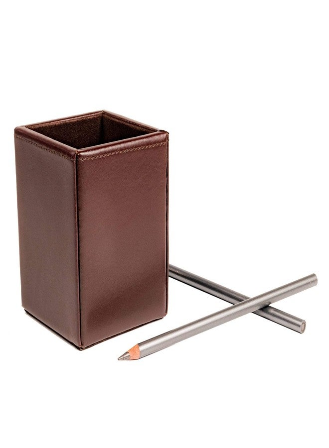 DACASSO Bonded Leather Pencil Cup - Luxury Cup Storage for Pens, Pencils, & Office Accessories - Elegant Pen Organizer & Executive Desk Decor - (Dark Brown) - Image 3