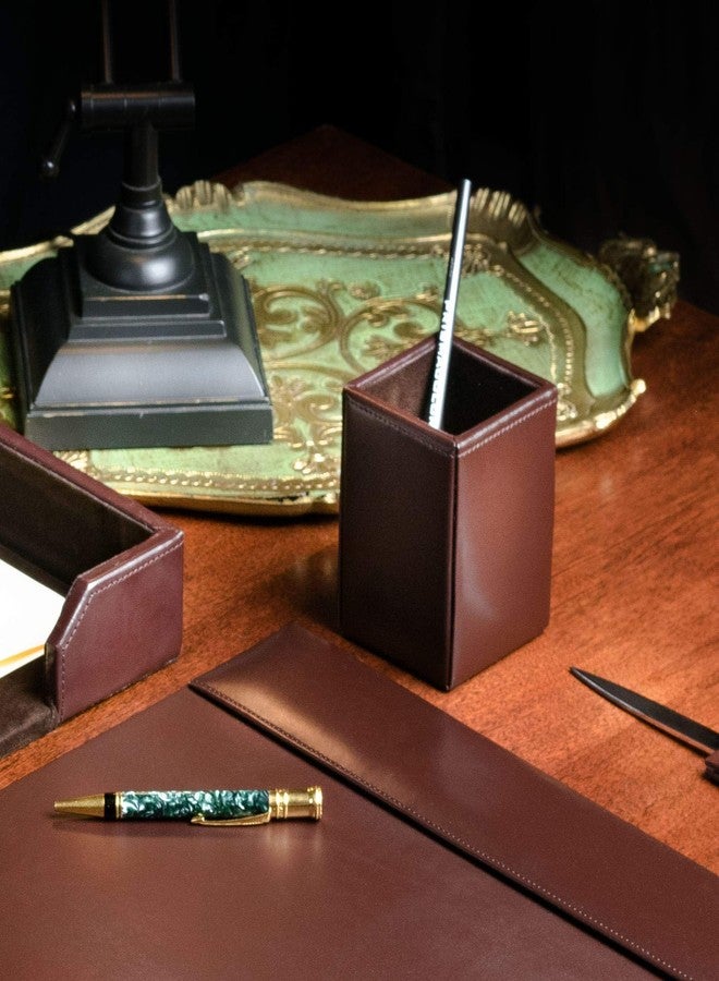 DACASSO Bonded Leather Pencil Cup - Luxury Cup Storage for Pens, Pencils, & Office Accessories - Elegant Pen Organizer & Executive Desk Decor - (Dark Brown) - Image 4