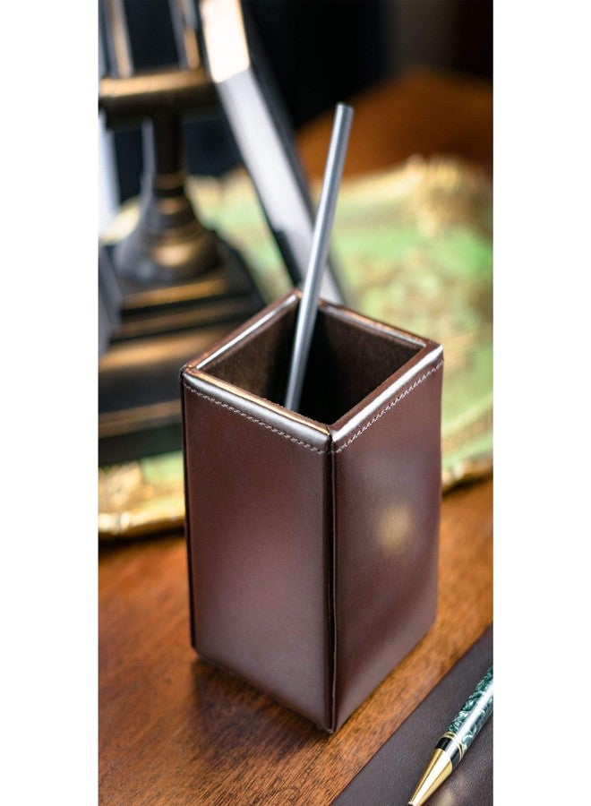 DACASSO Bonded Leather Pencil Cup - Luxury Cup Storage for Pens, Pencils, & Office Accessories - Elegant Pen Organizer & Executive Desk Decor - (Dark Brown) - Image 2