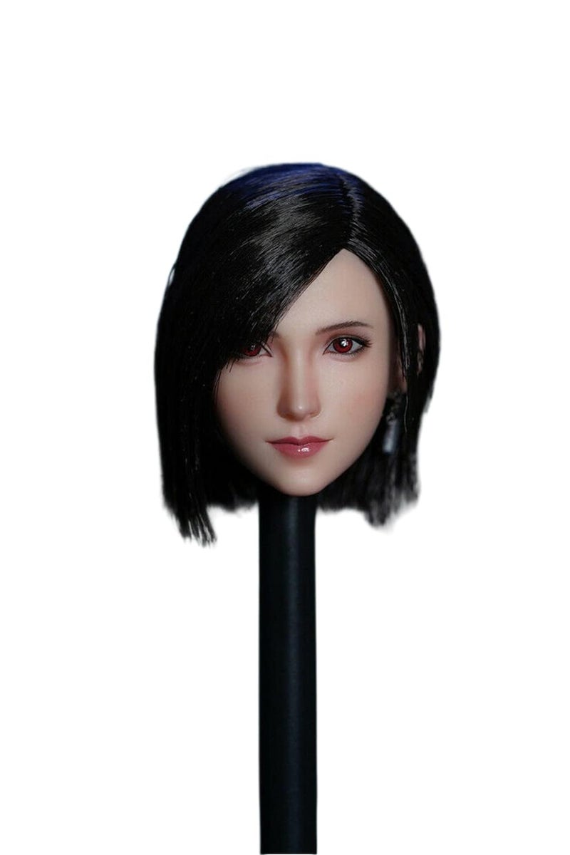 Fremego 1/6 Scale Female Head Sculpt,Fantasy Girl Planted Hair Head Carved for 12inch Female Phicen TBLeague Action Figure Body (Short Hair) - Image 1