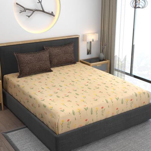 AMEYAA Microfiber Soft Cotton King Size Bedsheet for Double Bed, King Size 108 x108 in, 9 Feet, 275x275 cm | 2 Large Size Pillow Covers Without Joint - Pink, 200 tc - 240 tc, Tree - Image 2