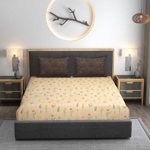 AMEYAA Microfiber Soft Cotton King Size Bedsheet for Double Bed, King Size 108 x108 in, 9 Feet, 275x275 cm | 2 Large Size Pillow Covers Without Joint - Pink, 200 tc - 240 tc, Tree - Image 3