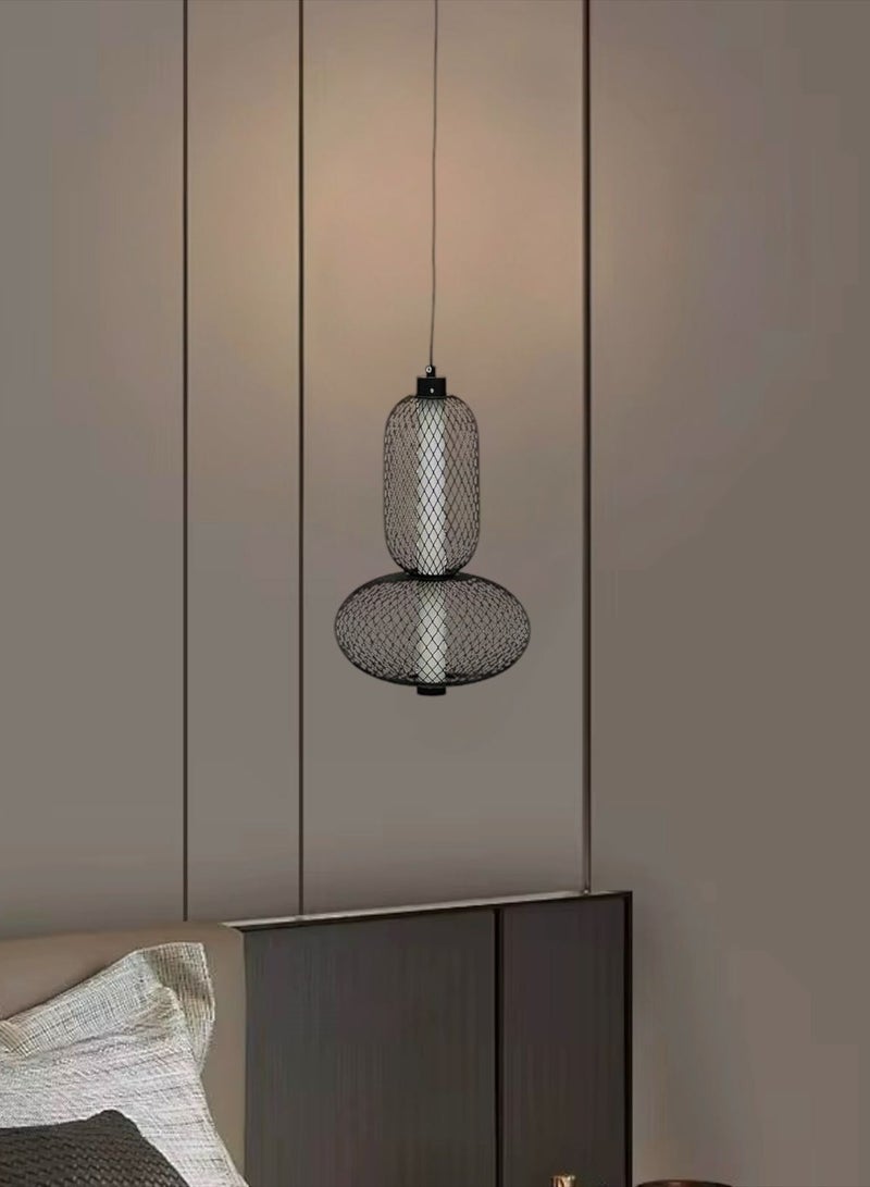 LED ceiling hanging chandelier with three lights, modern black and white frame, size 38 cm  - Image 4