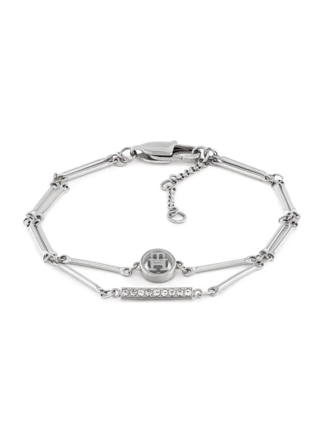 تومي هيلفيغر سوار من الفولاذ المقاوم للصدأ مرصع بالكريستال